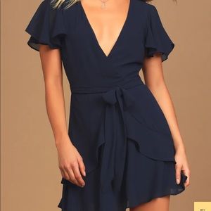 Lulu’s Sweet Like You Navy Ruffled Mini Dress